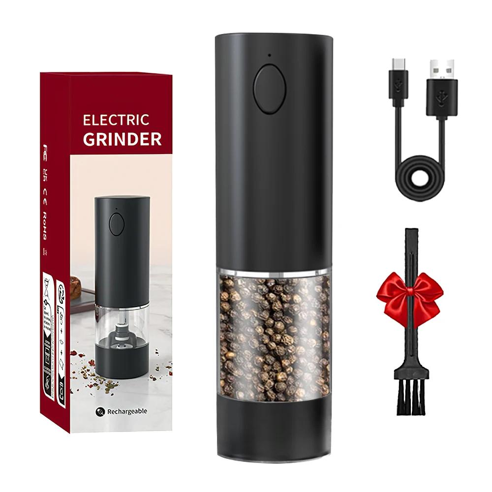 Dobíjecí elektrický mlýnek na sůl a pepř, USB nabíjení, mlýnek na koření s LED světlem, nastavitelná hrubost, sada mlýnků na pepř, dárky