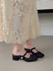 French Xiaoxiangfeng thick heel bag head half slippers women's summer wear 2025 new with skirt high heel muller shoes single shoes