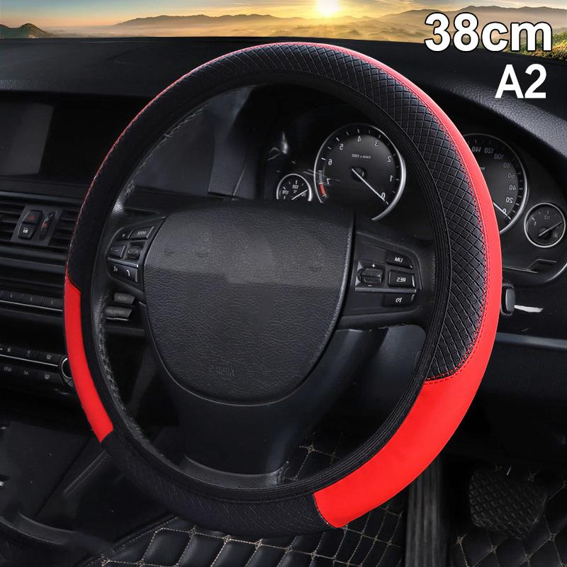 Car Steering Wheel Protective Cover Universal Breathable Elastic Band Anti Slip Pu Leather Steering Covers Suitable 38Cm U-60