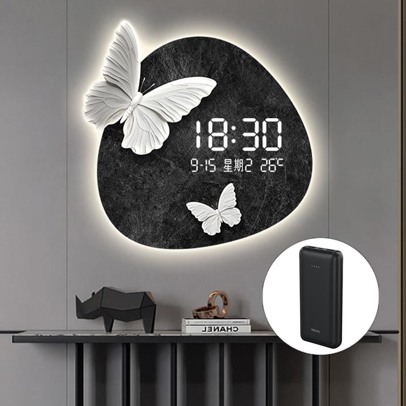 

Minimalist Large Wall Clocks Digital with Light Wall Clocks Home Decoration Luxury Clock Nordic Interior Clock Living Room Diameter-50cm