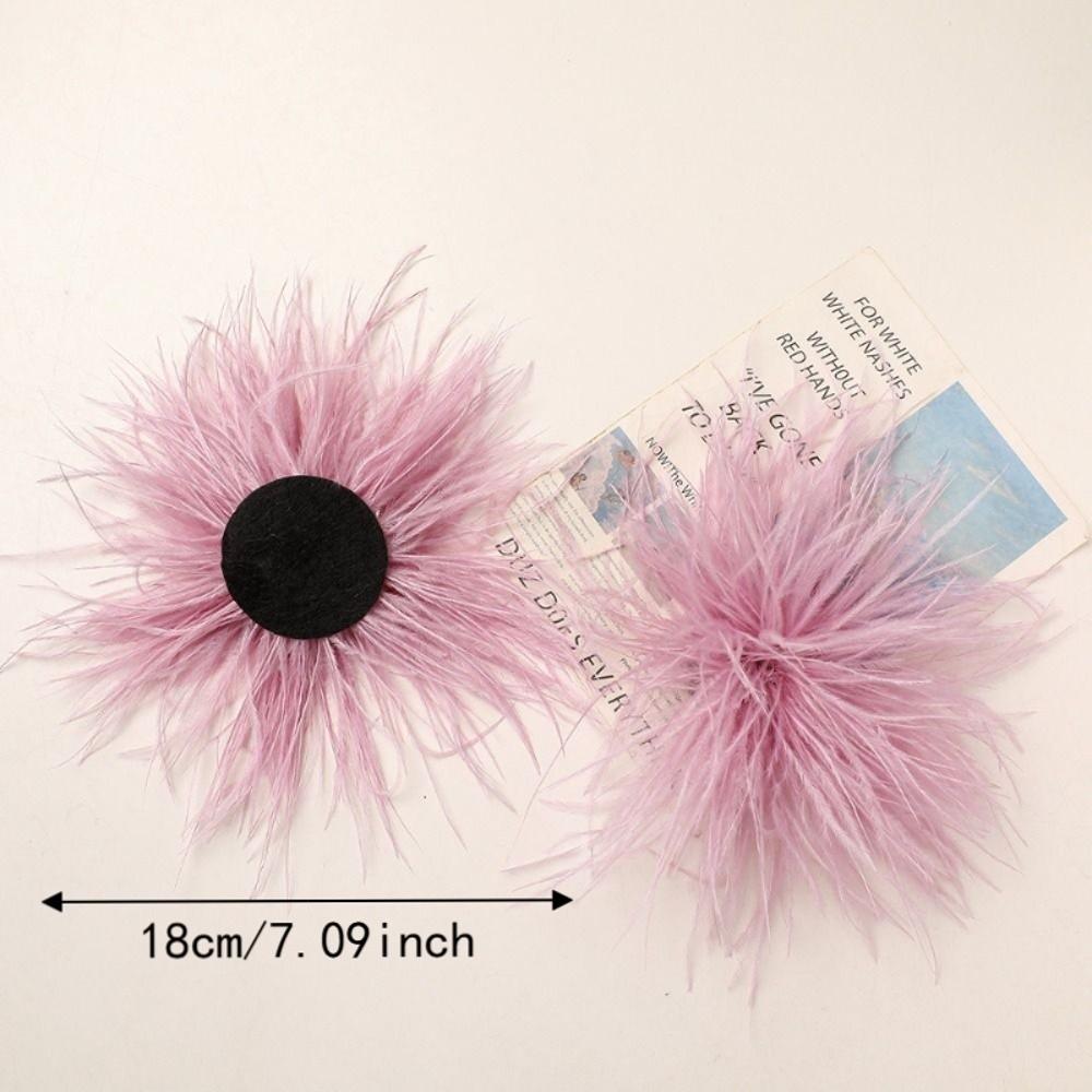 Fluffy Ostrich Feather Applique Handmade Feather Pin Feather Patch  DIY Handmade Accessory