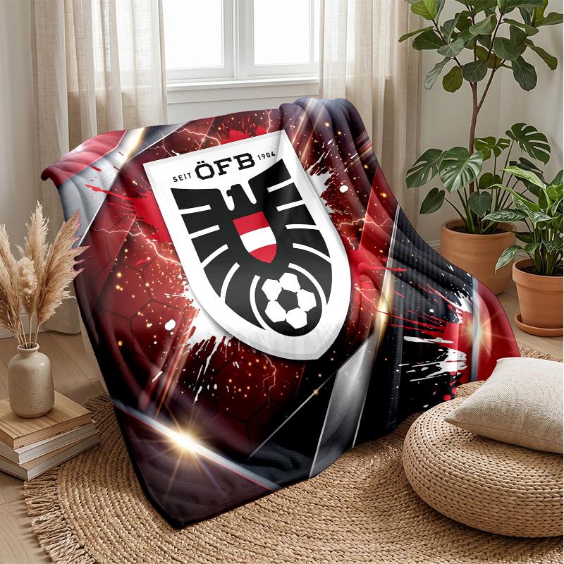 Austria Football Printed Flannel Blanket Skin Friendly Warm Decorative Throw for Indoor Couch Bed Daily Use