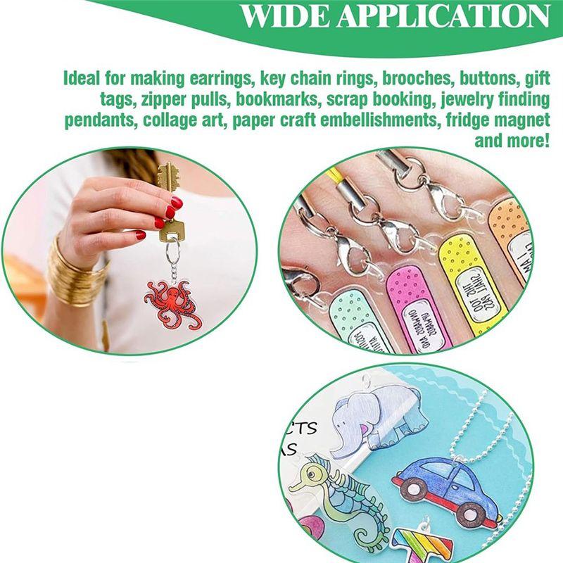 A84X-Shrink Plastic Sheet Kit W Blank Sheets Shrinky Art Paper, Colored Pencils, Keychains, Earring Hooks,For Crafting