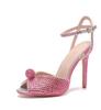 Fashion 2025New Style Rhinestone Sequined Peep Toe Women Gladiator Sandals Summer Elegant High Heels Crystal Wedding Banquet Bridal Shoe