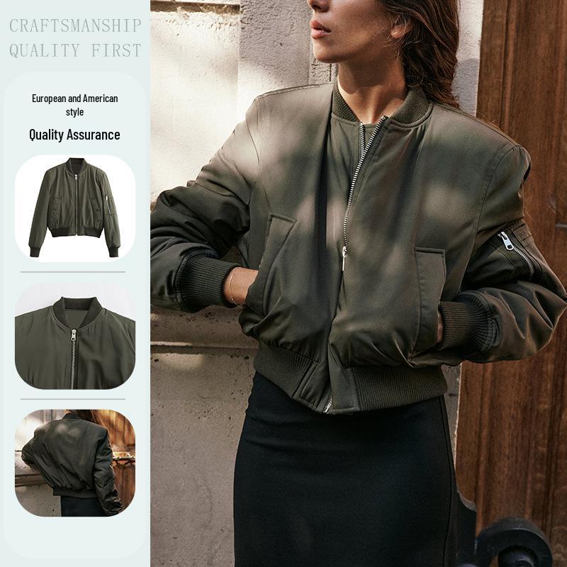 2024 Autumn European & American Style Women's Short Bomber Jacket