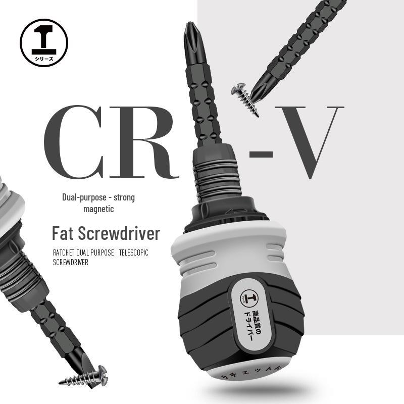 Green Forest Dual Use Multi-function Ratchet Screwdriver Set with Cross Slotted and Short Carrot Head.