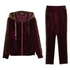 Women's Velvet Hooded Tracksuit - Spring 2025 Fashionable Two-Piece Set for Middle-Aged Moms