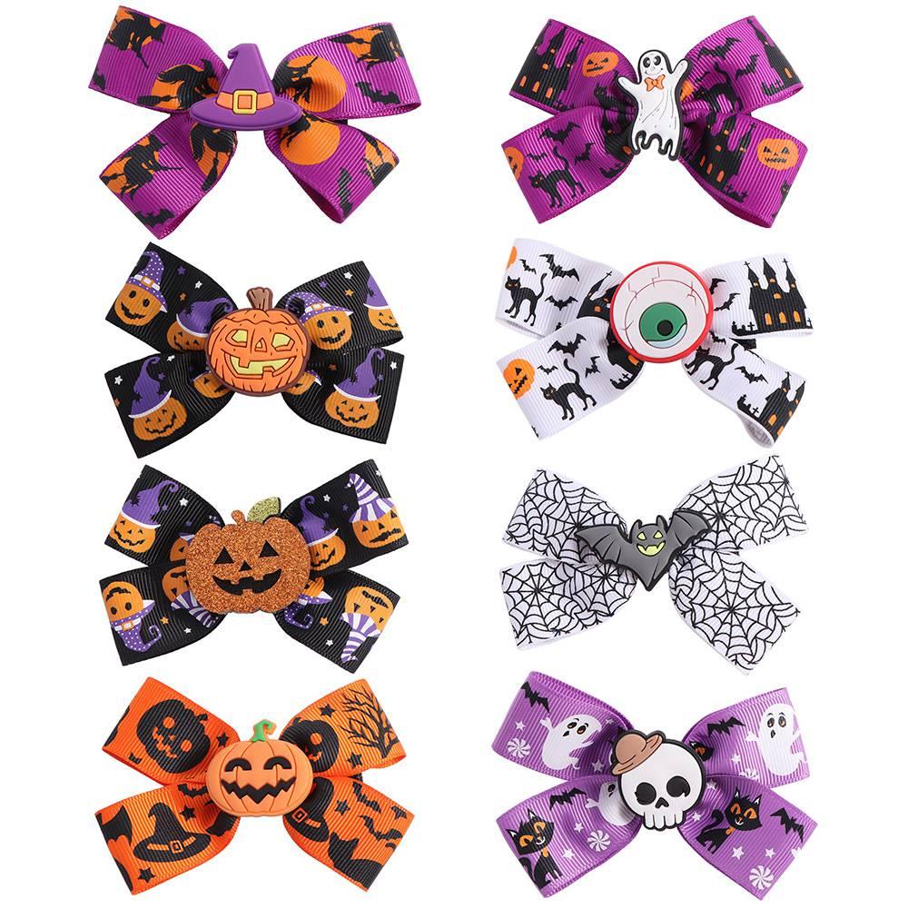 Funny Pumpkin Hairpin Ghost Bat Duckbill Clip Fashion Halloween Bow Hair Clip  Female/Children