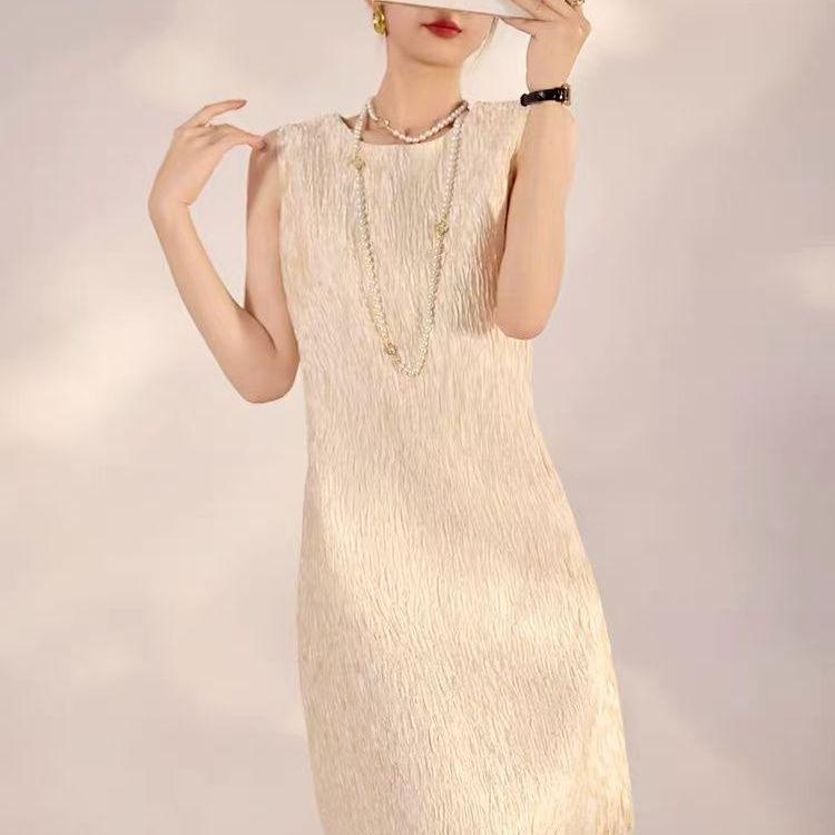 Elegant Textured Sleeveless French Dress for Women - Summer 2026 Collection S