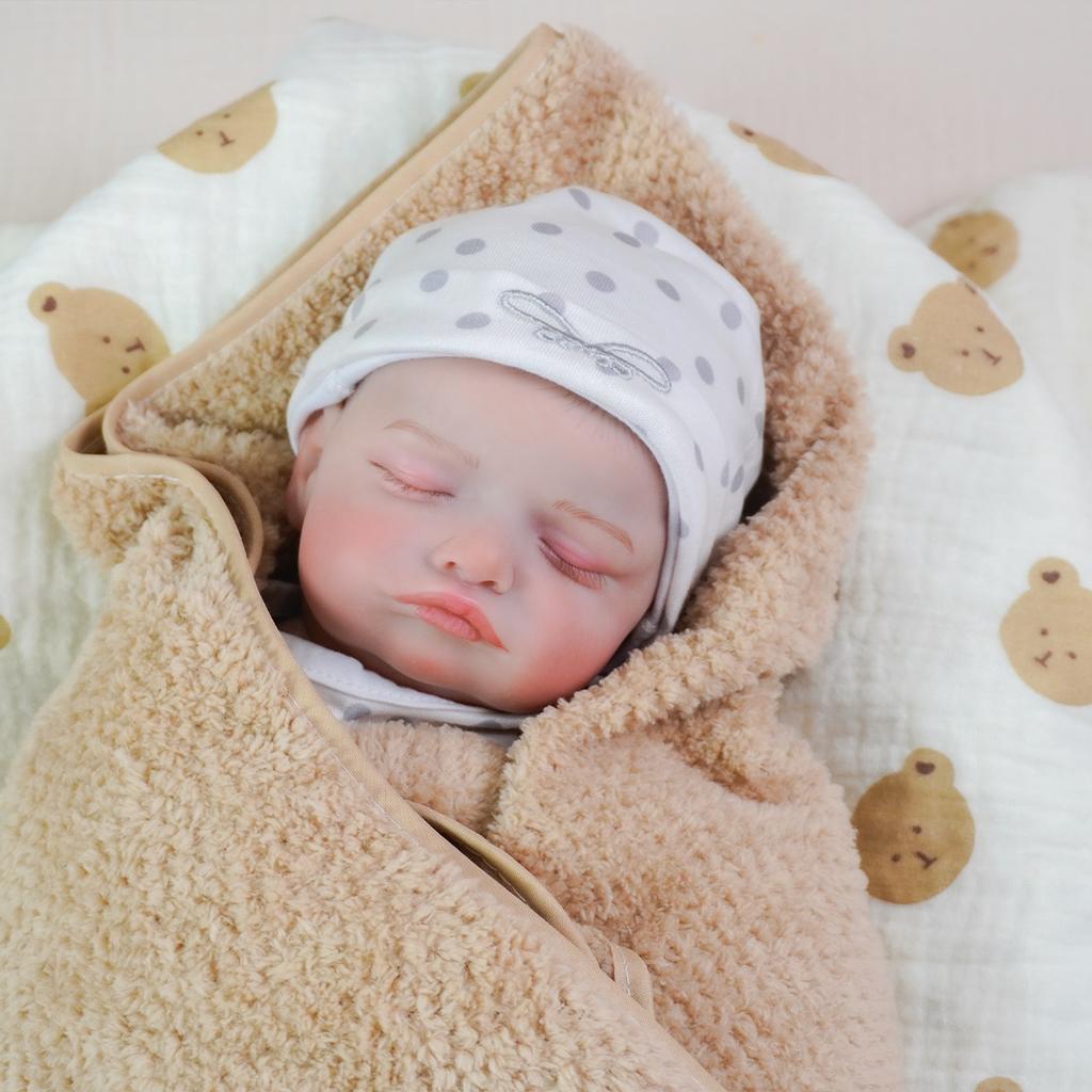 Rebirth Doll Newborn Baby Doll With Accessories Cloth Body Doll Closed Eye Doll Suitable For Birthday Christmas, New Year Gift