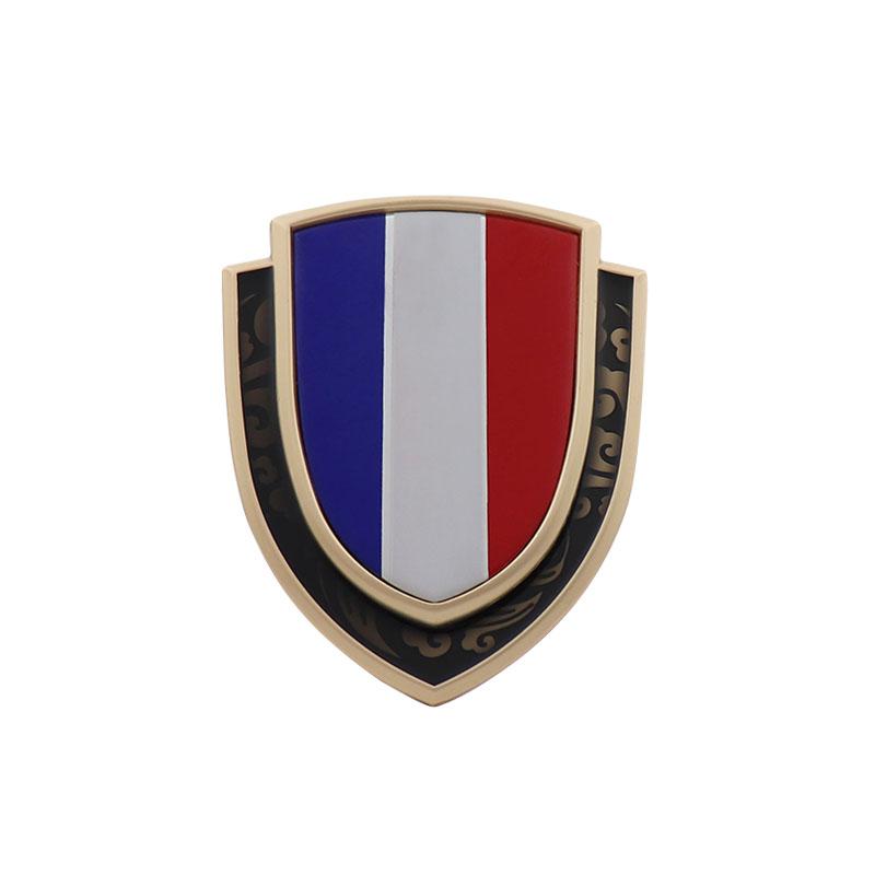 Shield Styling FRANCE French National Flag Fender Side trunk Nameplate Decal Emblem Badge Sticker gold