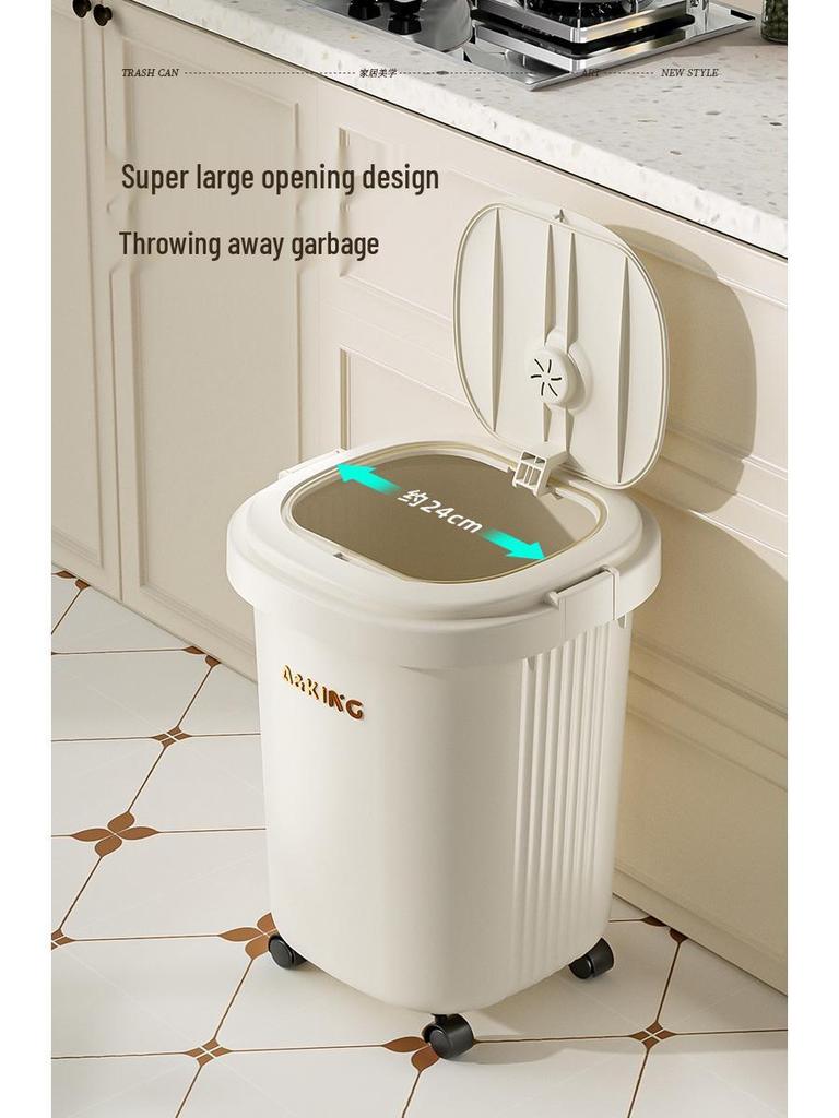 Wheeled Large Capacity Trash Bin for Kitchen, Bathroom, Office