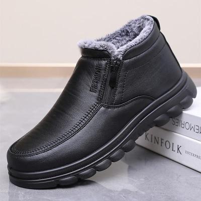 Men's Winter Velvet-Lined Non-Slip Soft Sole Boots for Middle-Aged and Elderly.