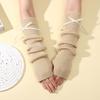 Fine Lined Bow Knot Fingerless Pile Gloves for Women In Autumn and Winter College Style Sleeves Knitted Warm Fake Sleeves