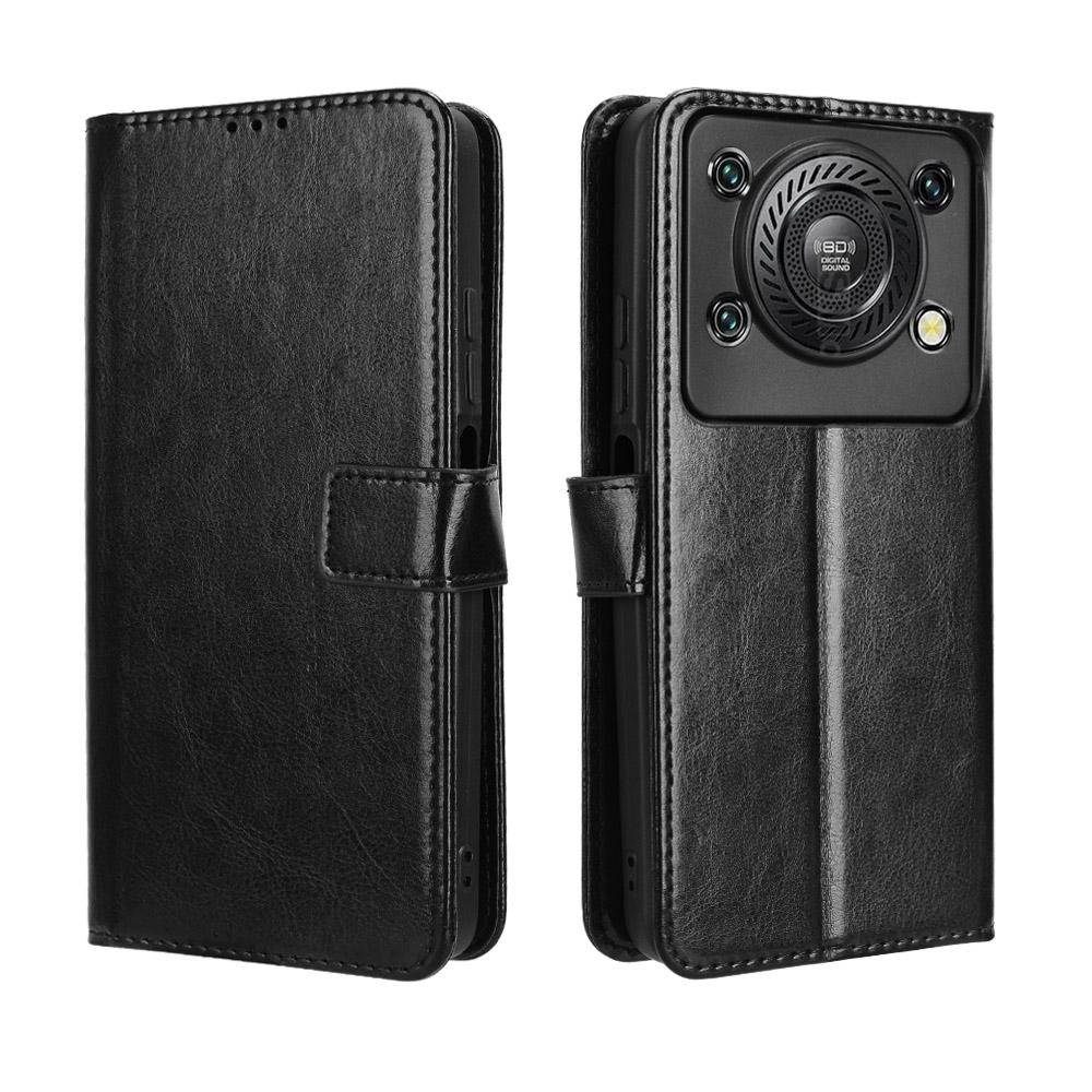 For Oukitel C60 Pro/Oukitel C60 PU Leather Case with Strap Crazy Horse Texture Phone Wallet Cover