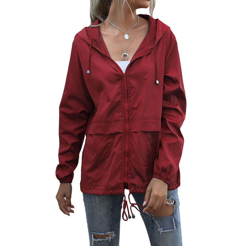 Women's Fashion Casual Solid Color Waterproof Outdoor Hiking Short Jacket