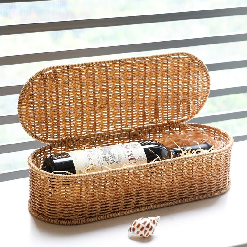 Bohemian Imitation Rattan Storage Basket Woven Storage Box Dust-Proof Frame Home Decoration Basket