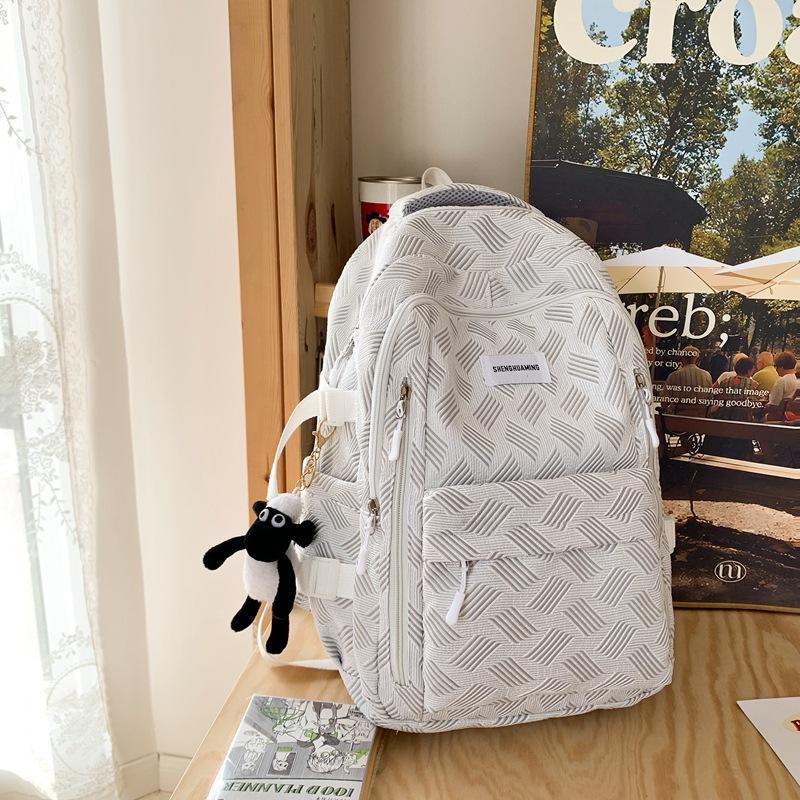 School bag for girls, simple junior high school backpack, fresh forest style for high school students, large-capacity backpack double shoulder bag