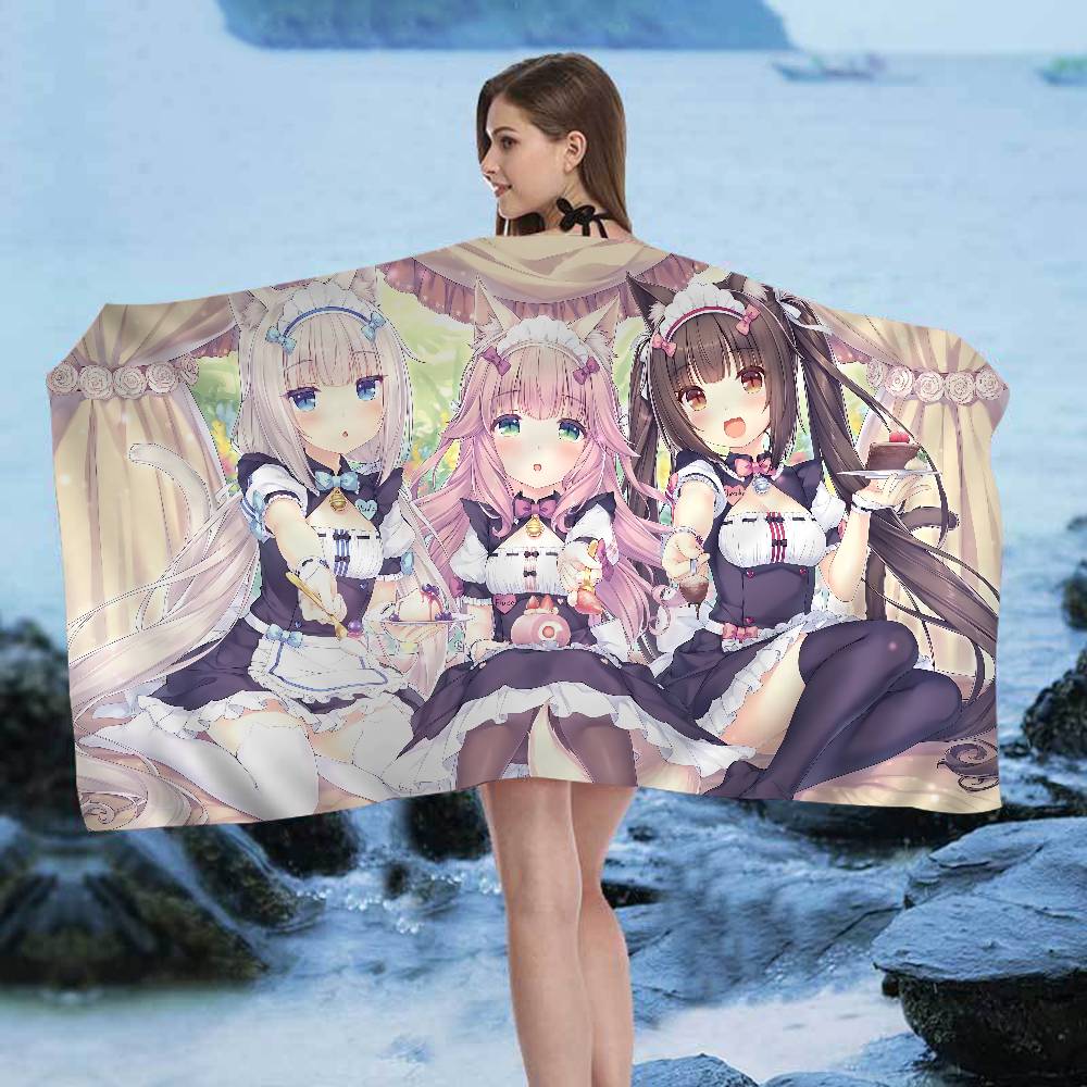 N-Nekopara Anime Bath Towel Microfiber Soft Water Absorbing Breathable For Girl Kids Decorative Cartoon Beach Towel