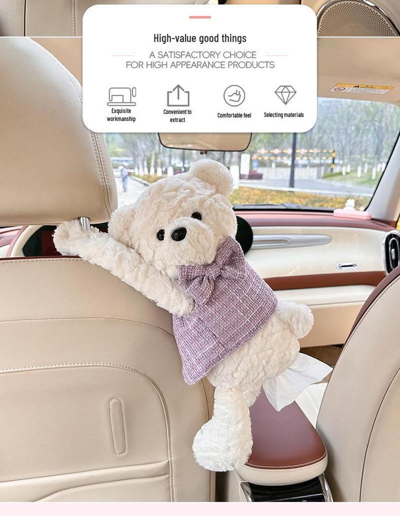 Cute Cartoon Car Hanging Tissue Box - Creative High-End Interior Paper Dispenser
