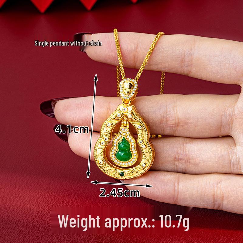 

Ожерелье в дворцовом стиле с полым кулоном в форме тыквы-горлянки, инкрустированным халцедоном - Женские украшения с долговечным цветом