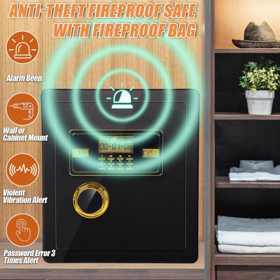 40cm Large Home Safe Anti-theft Fireproof Safe Home Document Safe Box Jewelry Deposit Safe Box Digital Security Home Safe