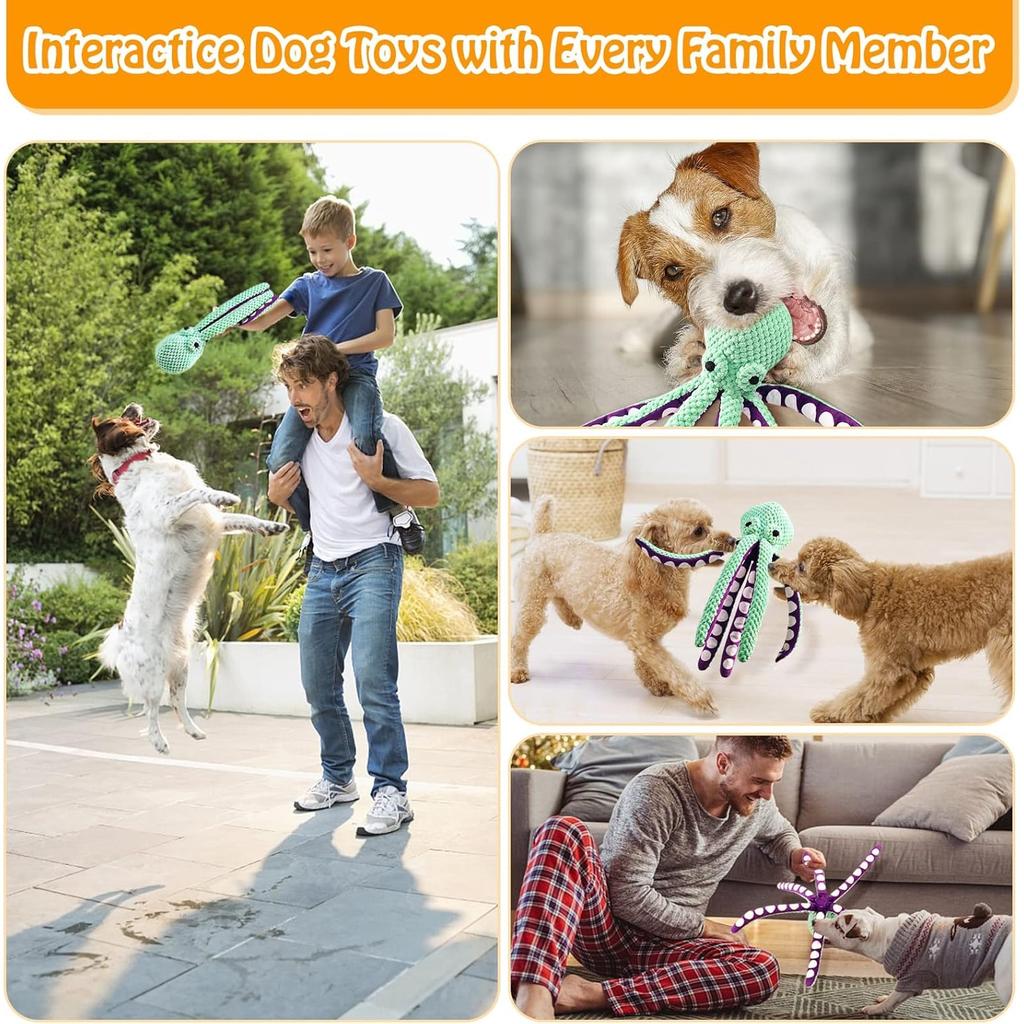 Interactive Chew Octopus Plush Toy Dog Dental Care Furniture Protector Green