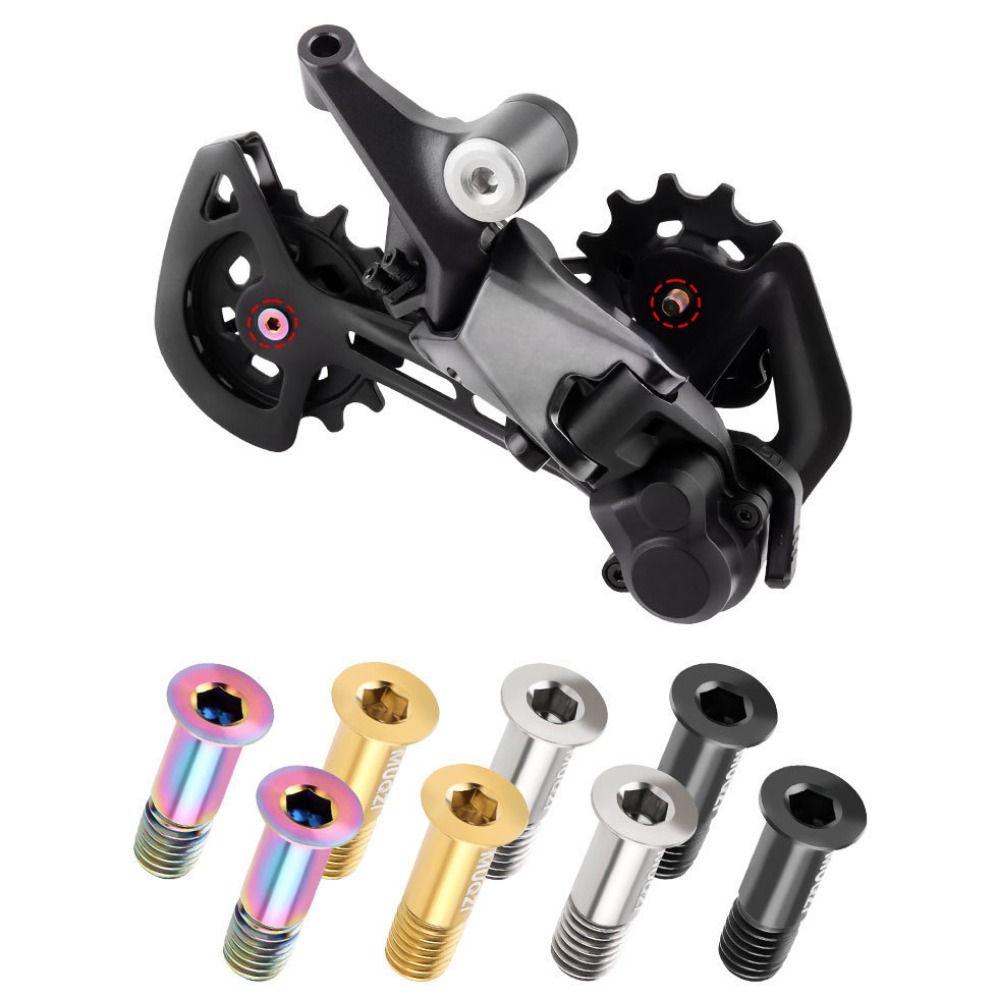 2PCS Titanium Zinc Zinc Alloy Rear Derailleur Pulley Fixing Bolts Bicycle Parts