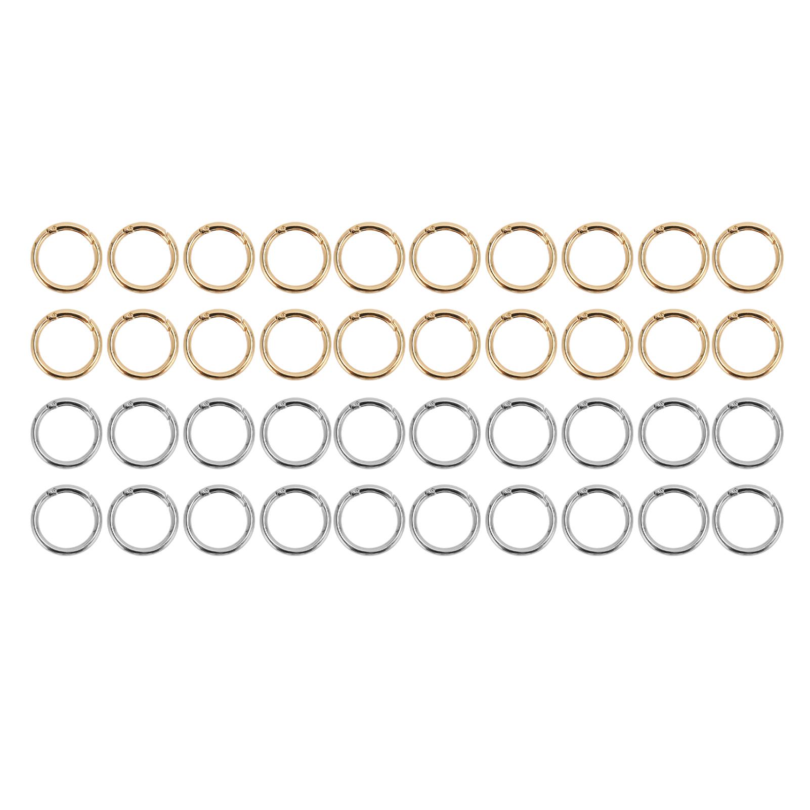 

20Pcs Spring O Rings 1.57in Diameter 0.2in Thick Strong Copper Secure Closure Spring Buckles for Pur Gold Color