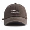 1pc PerIMPFCT Print Washed Baseball Cap for Adults,  Minimalist Retro Style Casual Soft Adjustable Dad Hat, Perfect As Gift