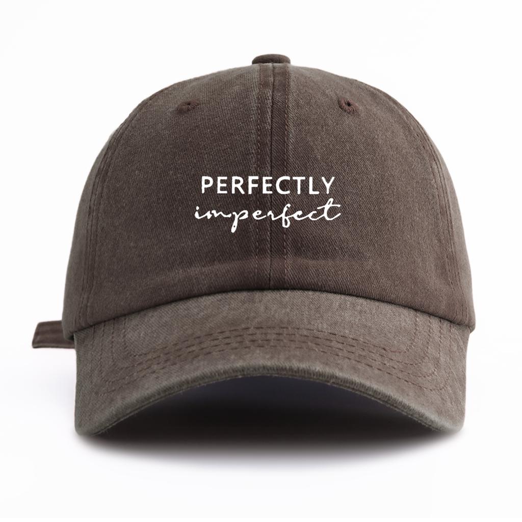 1pc PerIMPFCT Print Washed Baseball Cap for Adults,  Minimalist Retro Style Casual Soft Adjustable Dad Hat, Perfect As Gift