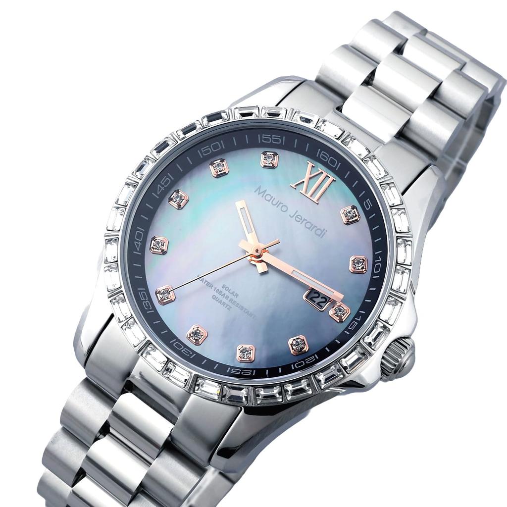 Solar watch for water resistant to 10 stainless bucket crystal bezel [Mauro Gerardi] men, ATM, steel, (MJ075-1)