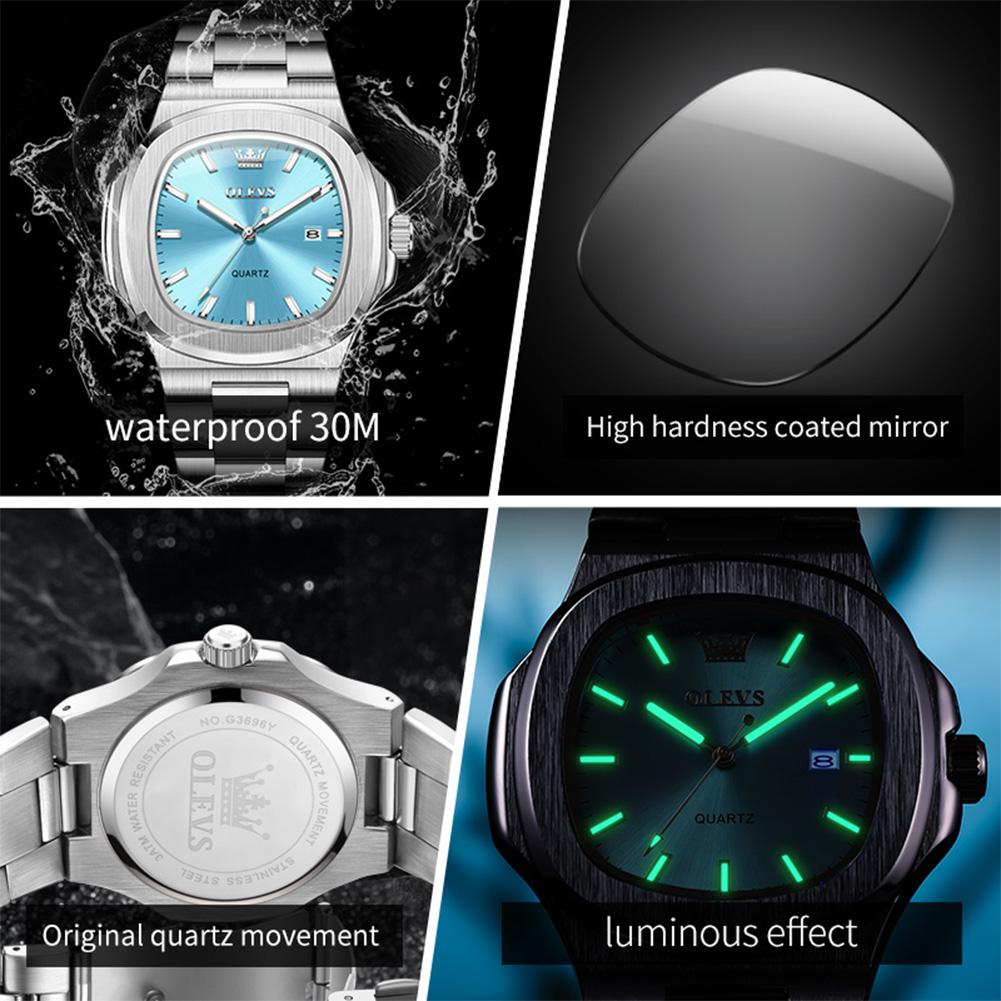 Luxury Man Watch Sports Waterproof Luminous Date Men Wristwatch High Quality Square Dial Quartz Men's Watches
