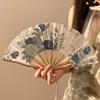 21/22cm Portable Hand Fold Fan New Chinese Style Dance Props Retro Shell Fan Woman Men Bamboo Wood Silk Flower Folding Fan