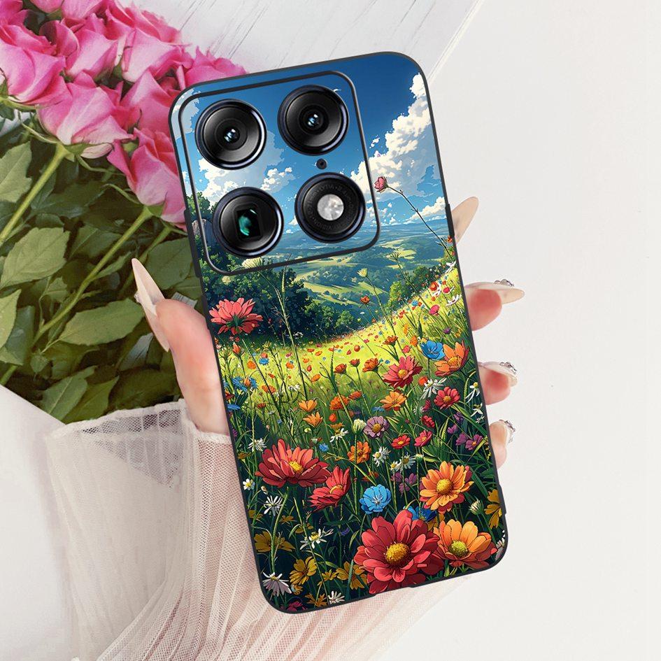 For Motorola Signature 2026 Case Popular Flower Marble Painted Cover Soft Silicone Black Phone Shell For Moto X70 Air Pro Fundas