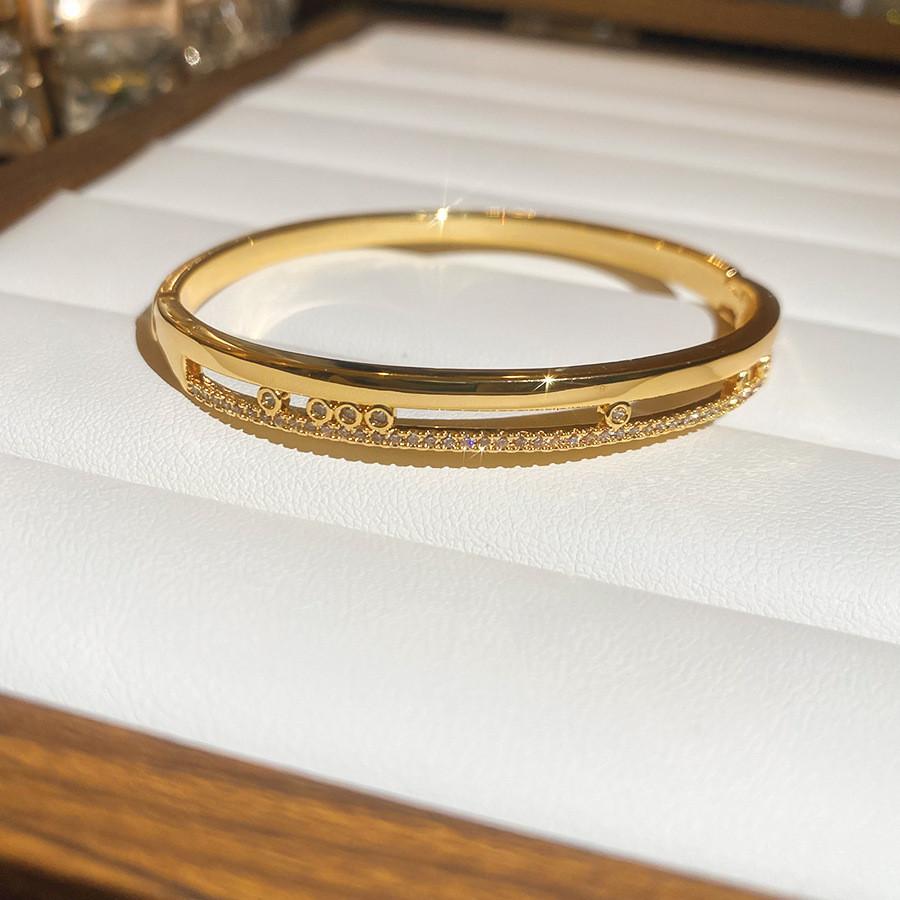 Fashionable 18k Gold Plated Zircon Bracelet With Retro Style For Casual Wear And Gift