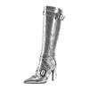 Fashion Kaky's New Pointed Belt Buckle High Heel Large Women's Boots Long Boots High Barrel Boots Fashion Boots