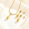 High Polished Waterdrop Pendant Earrings Necklace Set Stainless Steel 18K Gold Plated Waterproof Luxury Jewelry for Women Gift