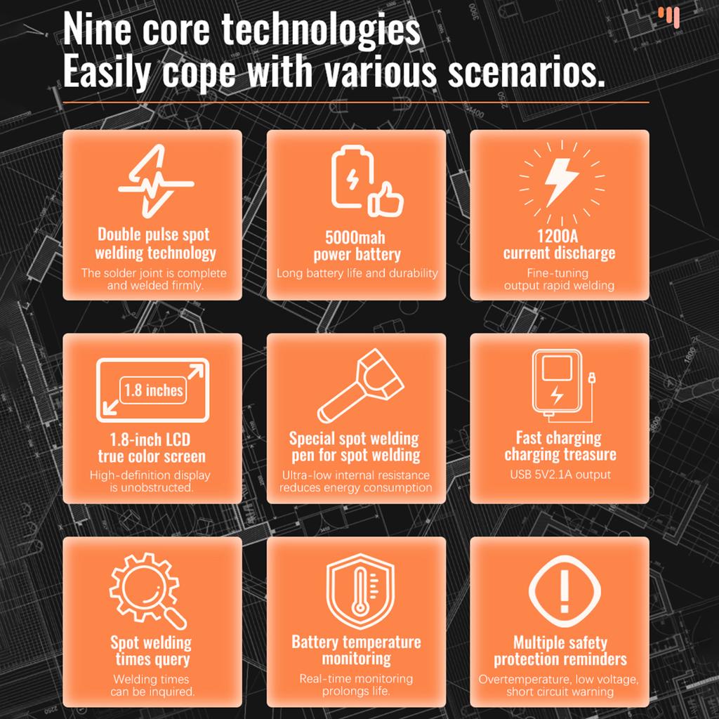 Battery Spot Welder Portable Welding Machine with LCD Screen Double Pulse and Copper Spot Welding