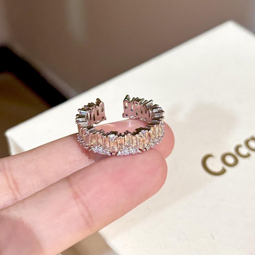 S925 Stylish Silver Ring With Colorful Gemstone Accents And Eyecatching Shape Geometric