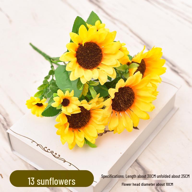 Mini Sunflower Artificial Flower Arrangement for Living Room or Dining Table Decoration