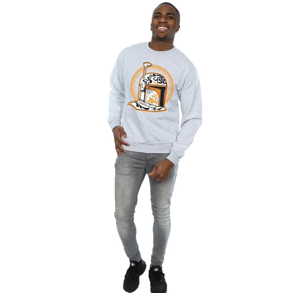 STAR WARS Mens Boba Fett Dia De Los Muertos Sweatshirt