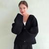 Women's V-neck Pocket Knitted Cardigan Loose Long Sleeve Sweater