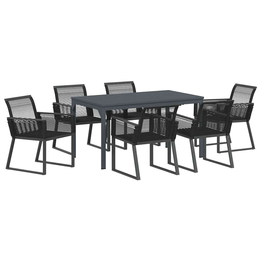 Garden Dining Set 7 pcs Black Poly Rattan