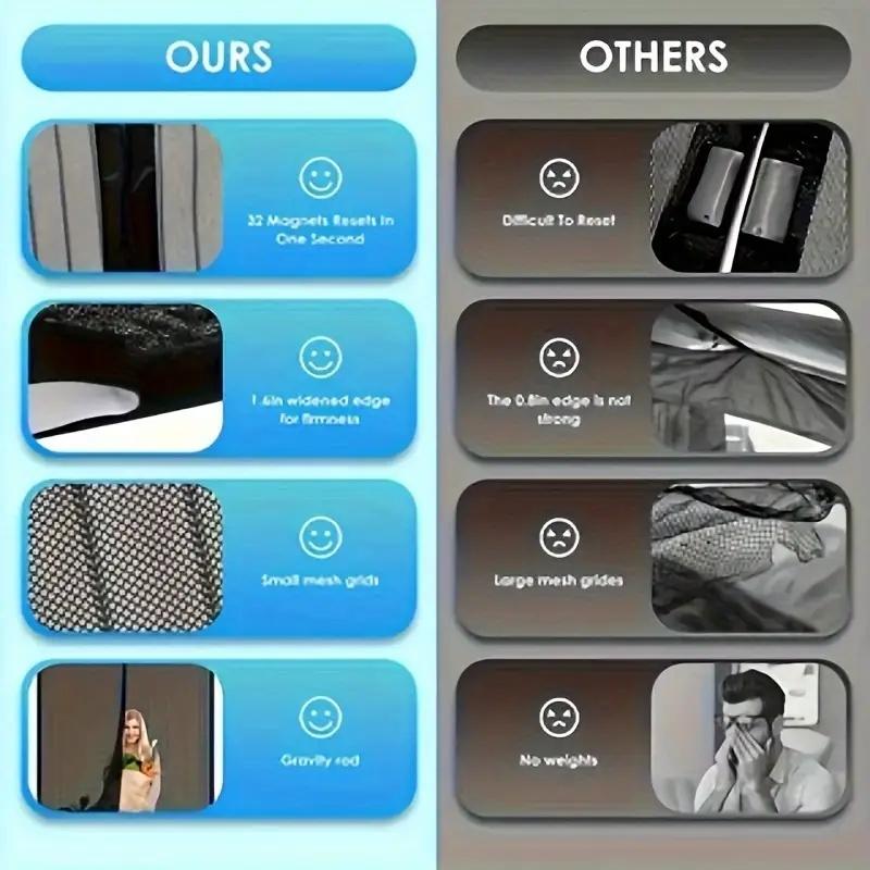 1Pc easy to install magnetic mesh curtains in summer - insect and mosquito proof, suitable for bedrooms and living rooms