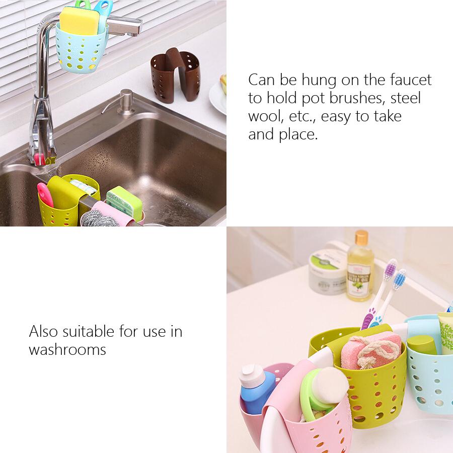 Kitchen Accessories Sink Double Basket Soap Sponge Holder Utensils Organizer Bag Bathroom Hanging Drain Basket Storage Rack