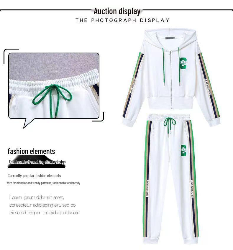 Women's Casual Plus Size Hooded Sports Suit - Spring/Autumn Two-Piece Set with Loose-Fit Long Sleeve Hoodie