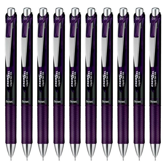 Гелевая ручка Pentel EnerGel 0,5 мм 0 BLN75A2-VA Бордовый Черный 10 шт.