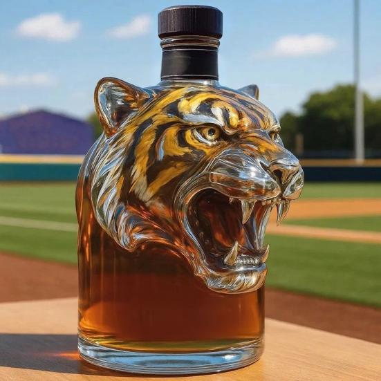 Láhev na whisky ve tvaru tygra 3D zvířecí karafa 300 ml Unikátní skleněná láhev na whisky Dárek pro milovníky whisky a nadšence do domácích mazlíčků