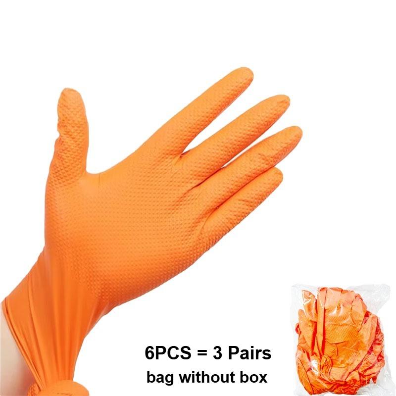Heavy Orange Disposable Nitrile Extra Thick Gloves 8.5 Mil -Powder-Free Puncture-Resistant Protection-Diamond-Texture Work Glove L